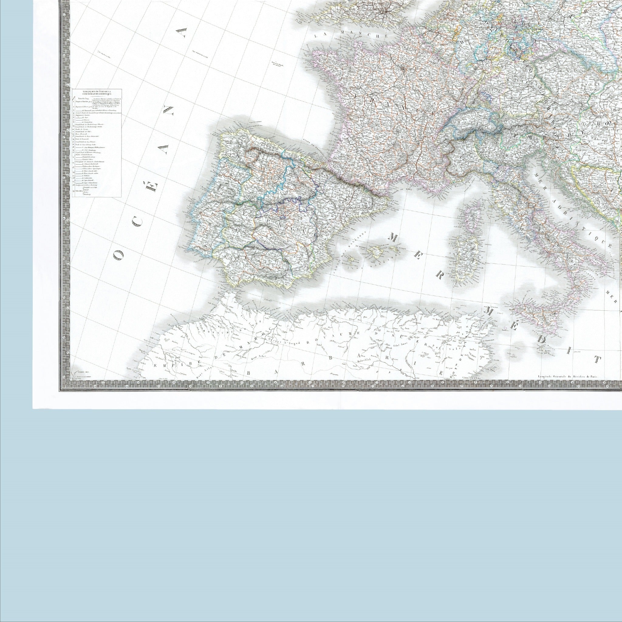Europa Landkarte | Politische und Physische Landkarte Europas | Historische Kartographie | Giclée-Druck