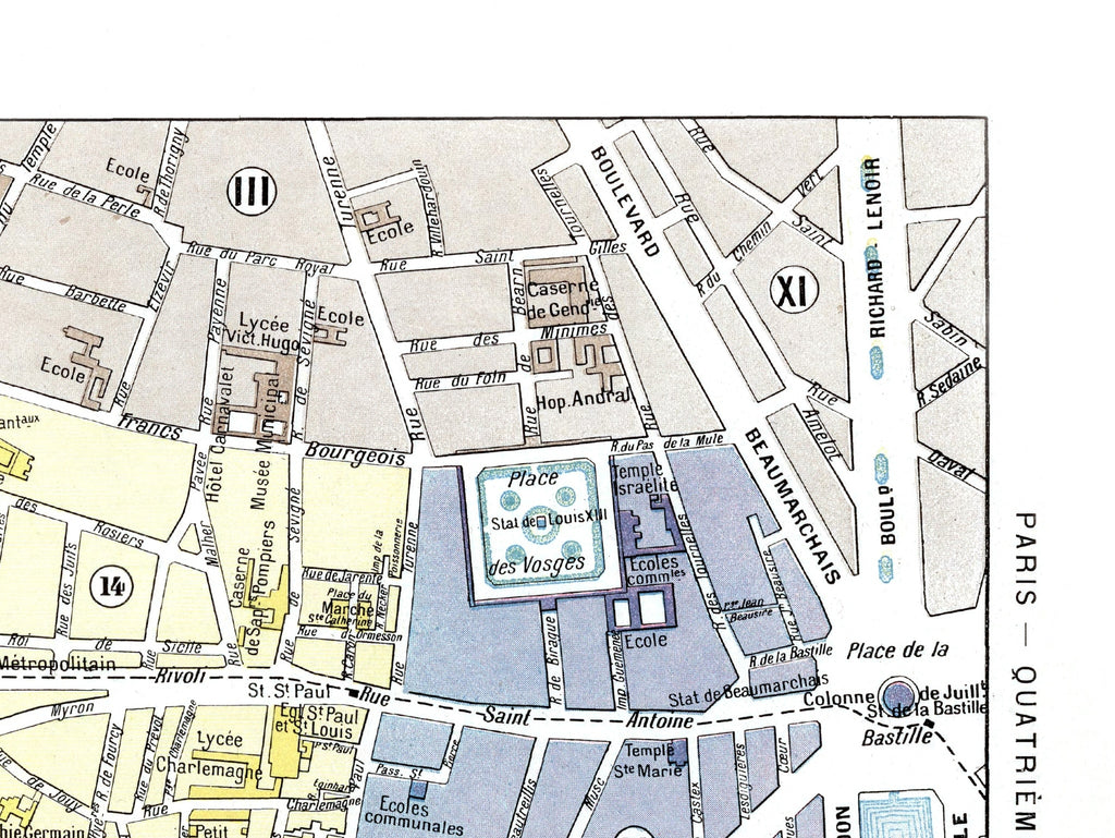 Paris | 1900 | 4th Arrondissement | Vintage Map