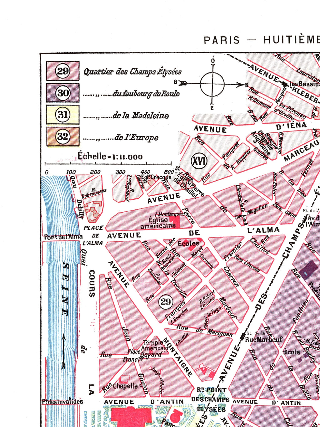 Paris | 1900 | 8th Arrondissement | Vintage Map