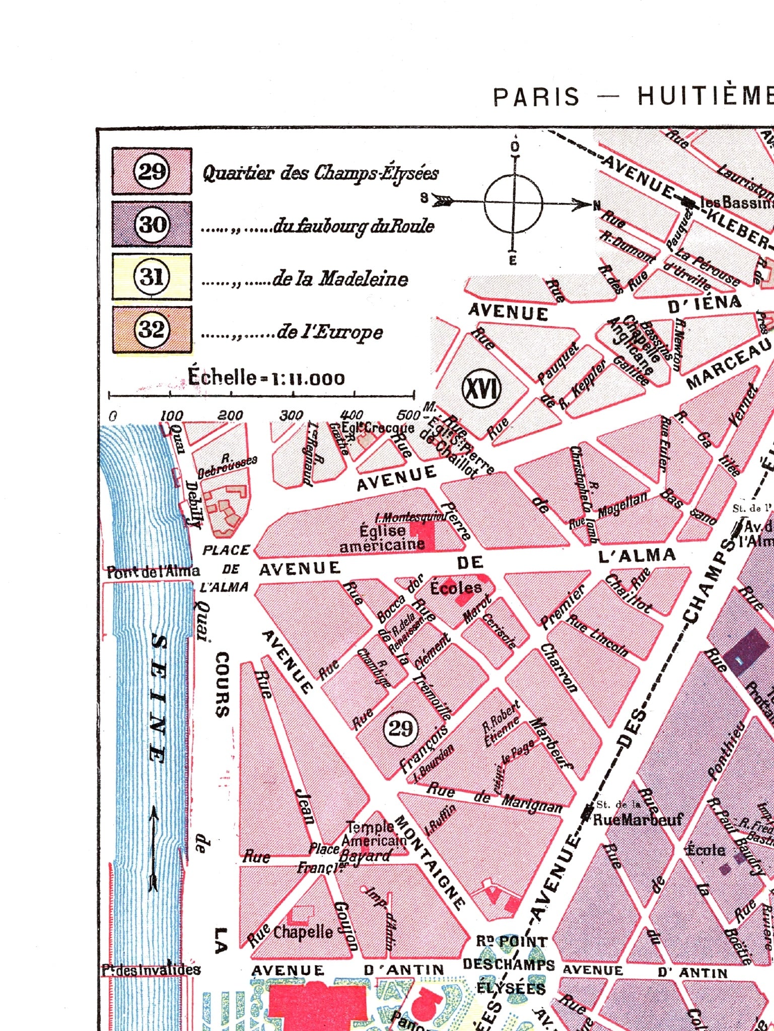 Paris | 1900 | 08. Arrondissement | Vintage Map