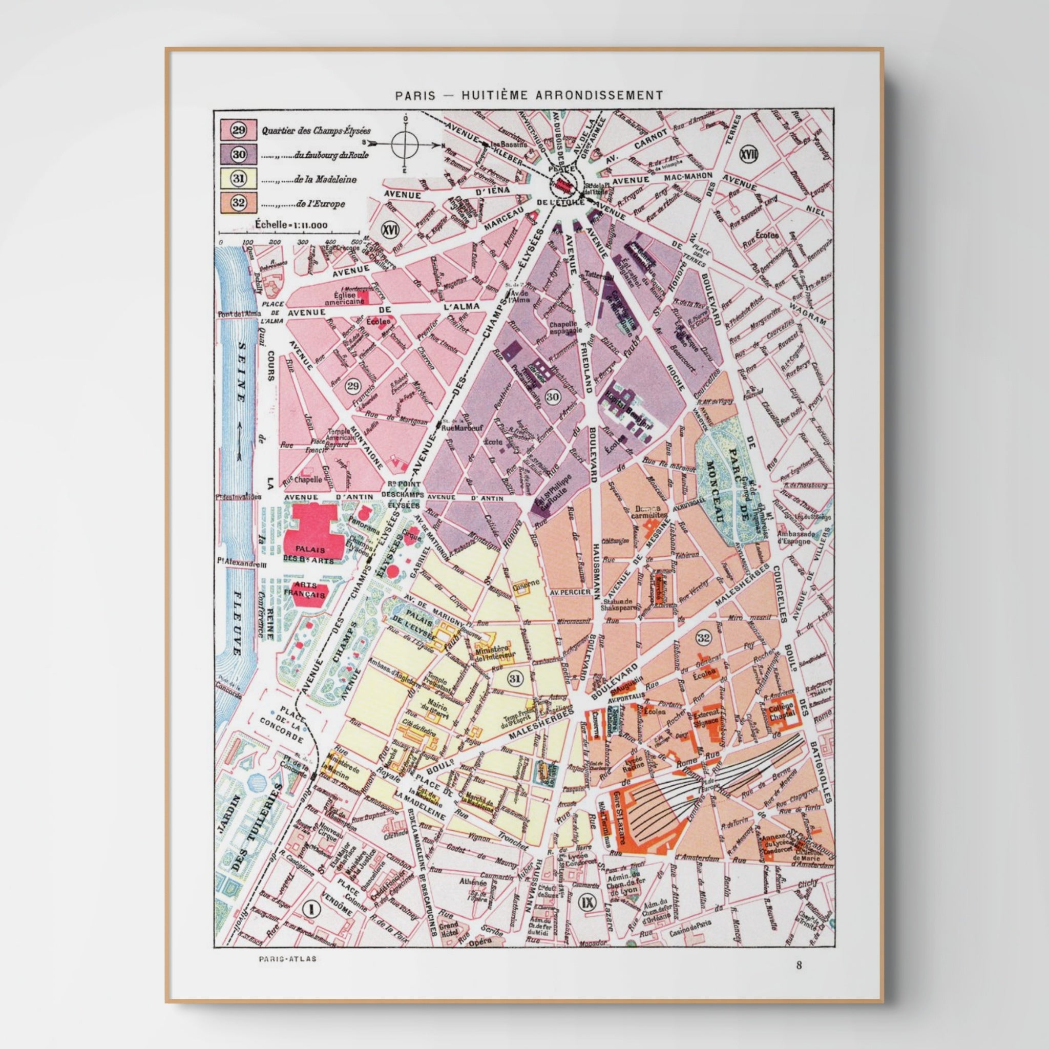Paris | 1900 | 08. Arrondissement | Vintage Map