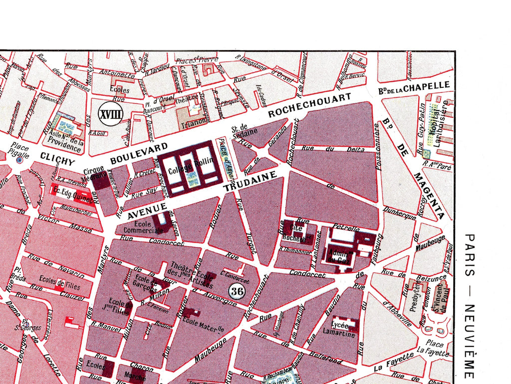 Paris | 1900 | 9th Arrondissement | Vintage Map