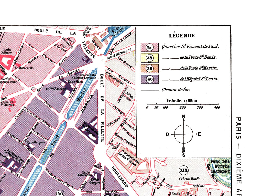 Paris | 1900 | 10th Arrondissement | Vintage Map