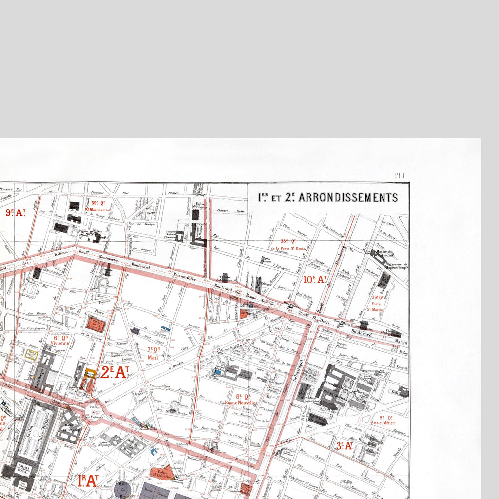 Haussmann | Paris 01 | 1. und 2 Arrondissements | Vintage Map