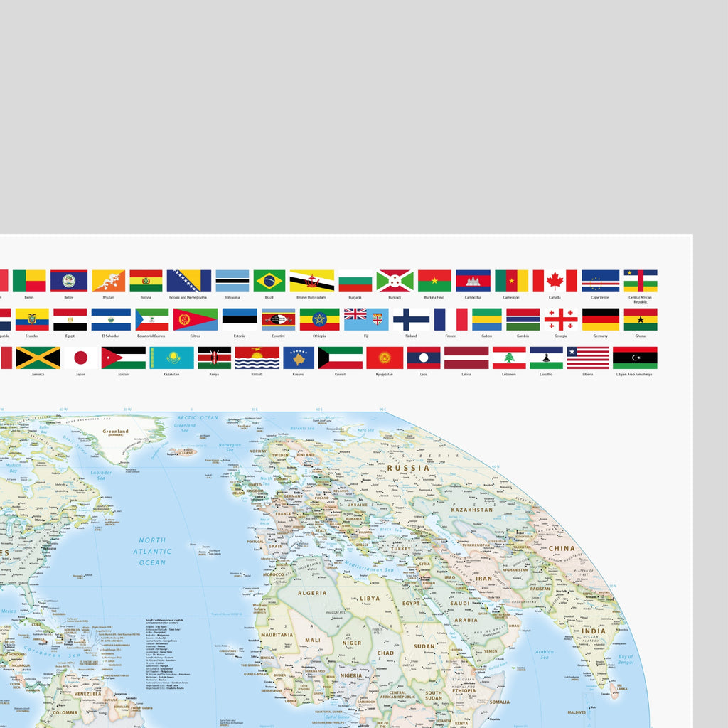 Political world map, 90 Degrees West Meridian America, Equal Earth Projection, World, Map, Earth, Poster, Cartography
