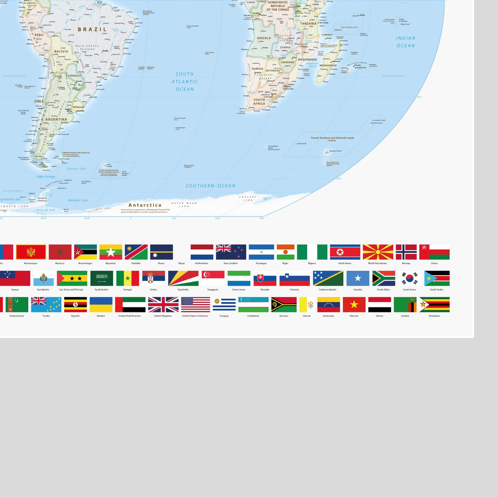 Political world map, 90 Degrees West Meridian America, Equal Earth Projection, World, Map, Earth, Poster, Cartography