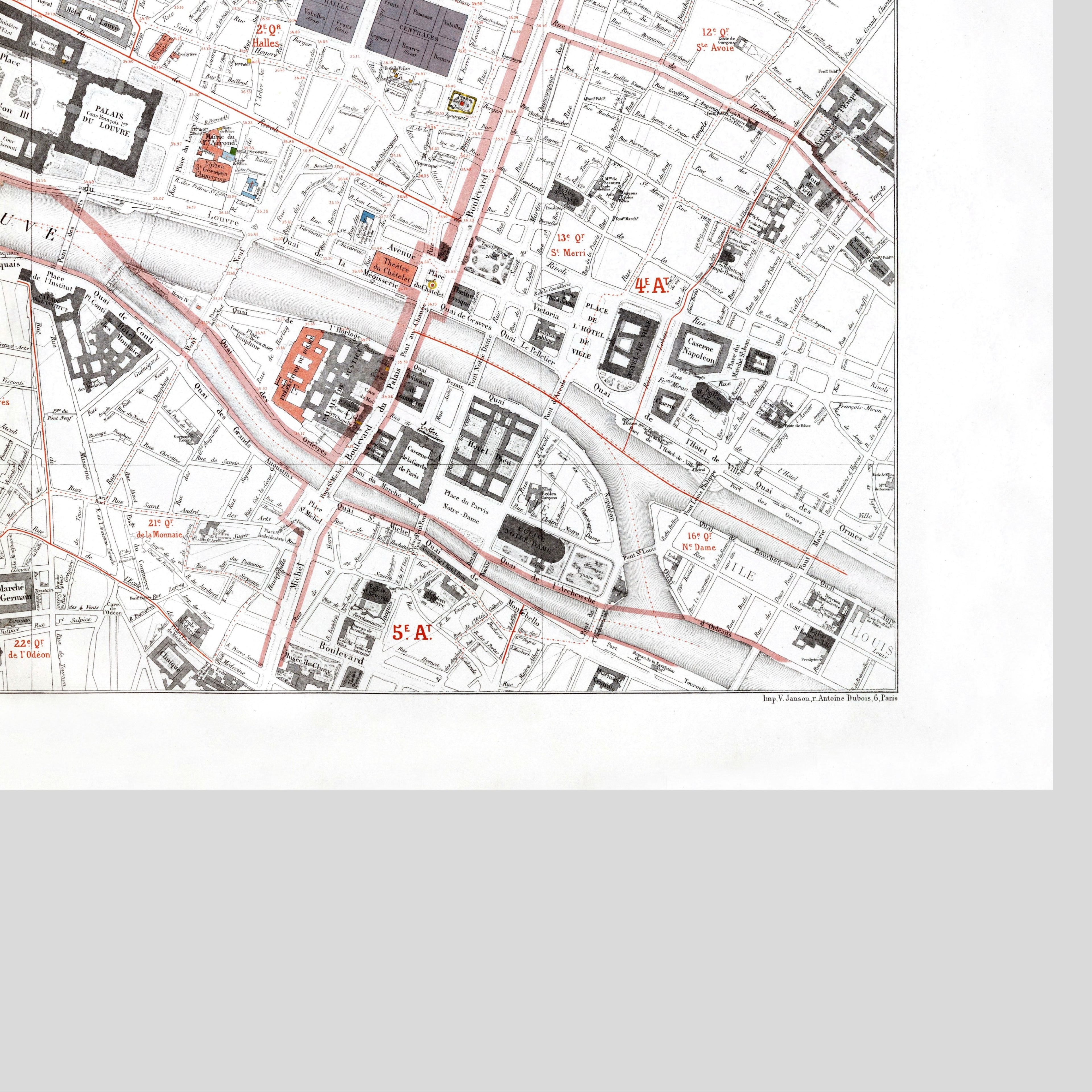 Haussmann | Paris 01 | 1. und 2 Arrondissements | Vintage Map