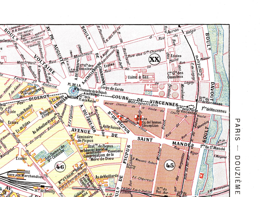 Paris | 1900 | 12. Arrondissement | Vintage Map