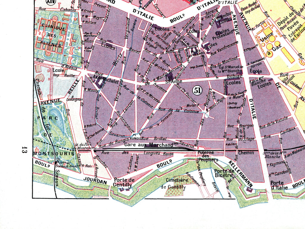 Paris | 1900 | 13. Arrondissement | Vintage Map