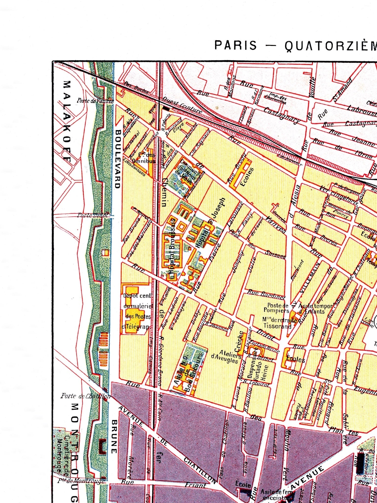 Paris | 1900 | 14. Arrondissement | Vintage Map