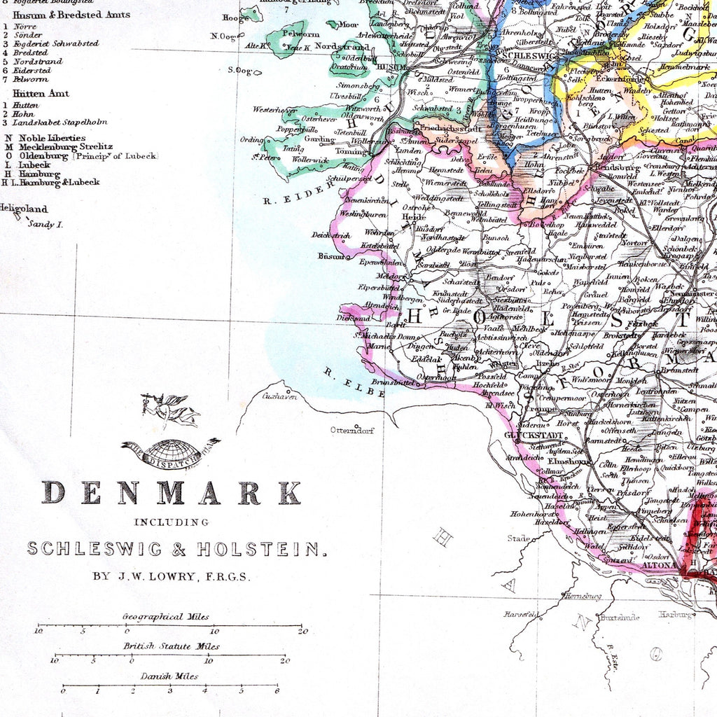 Dänemark | Schleswig | Holstein | Karte von 1863 | Vintage Map