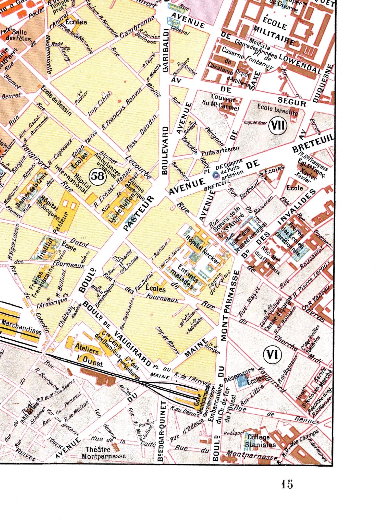 Paris | 1900 | 15. Arrondissement | Vintage Map