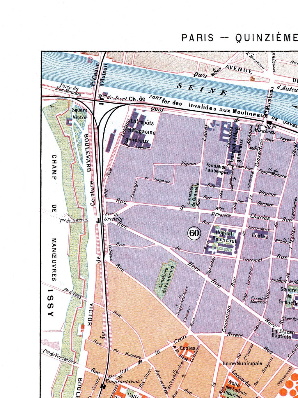 Paris | 1900 | 15. Arrondissement | Vintage Map
