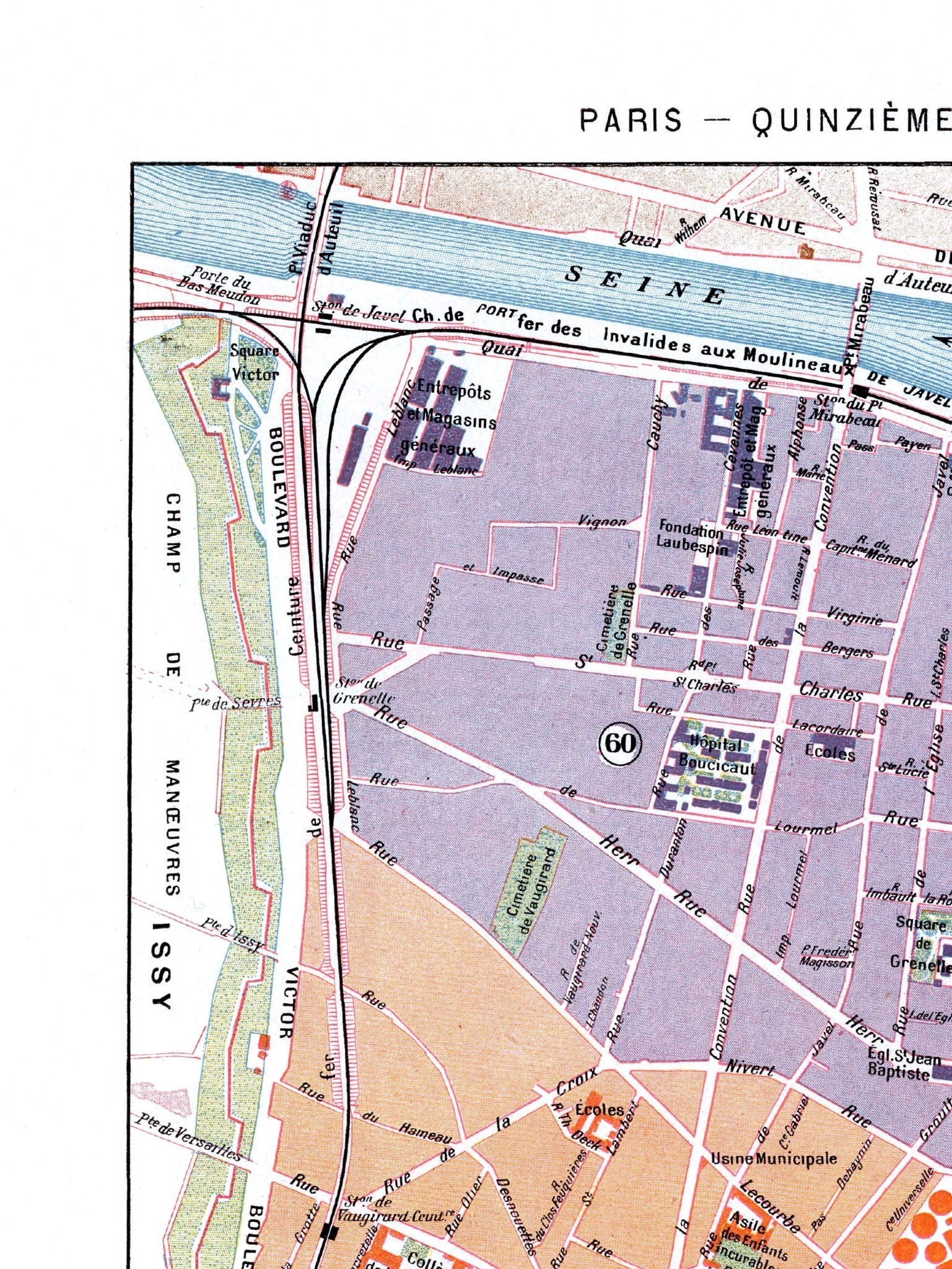 Paris | 1900 | 15. Arrondissement | Vintage Map