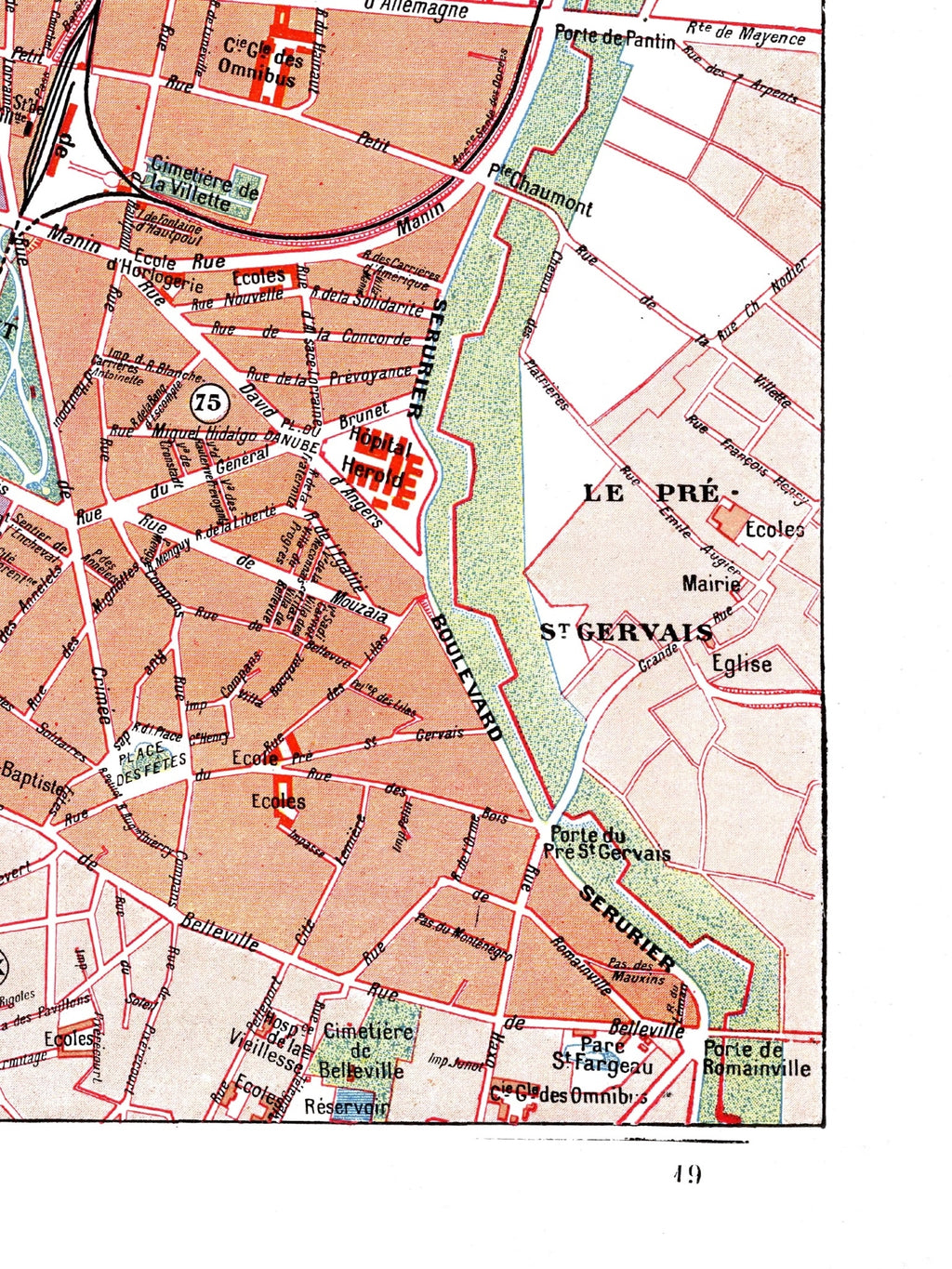 Paris | 1900 | 19. Arrondissement | Vintage Map