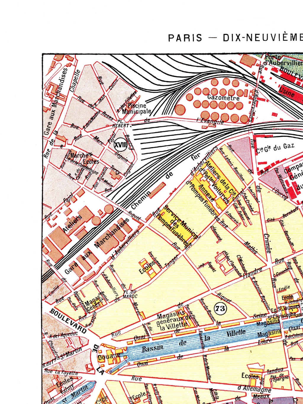 Paris | 1900 | 19. Arrondissement | Vintage Map