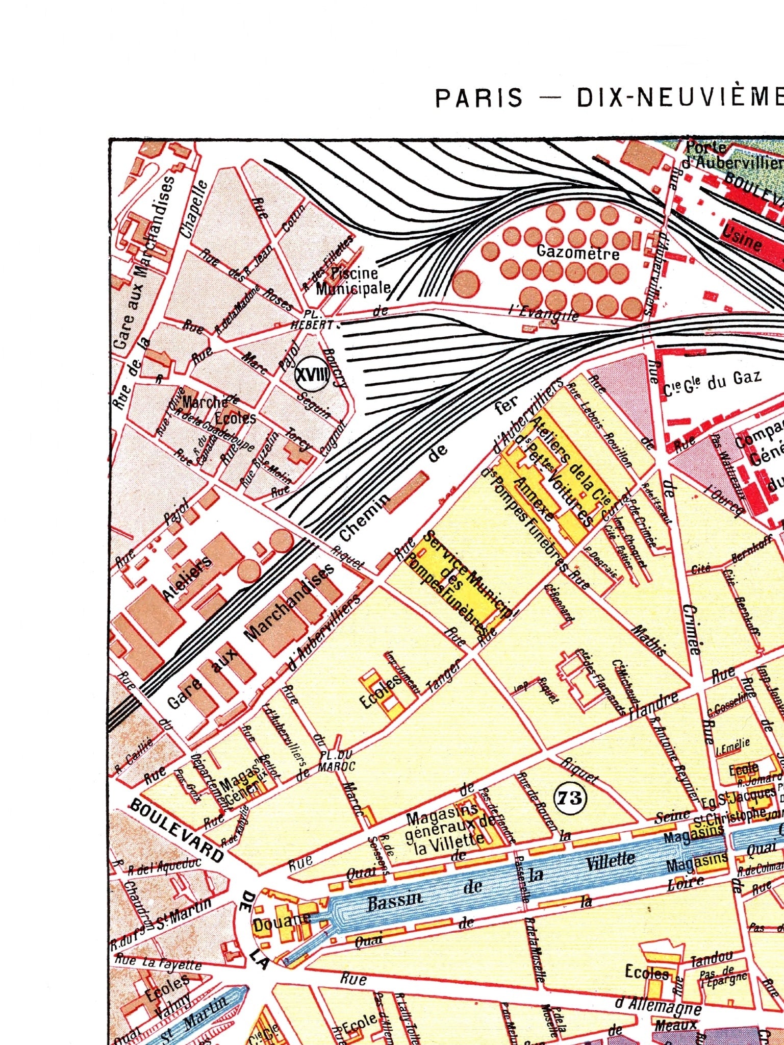 Paris | 1900 | 19. Arrondissement | Vintage Map
