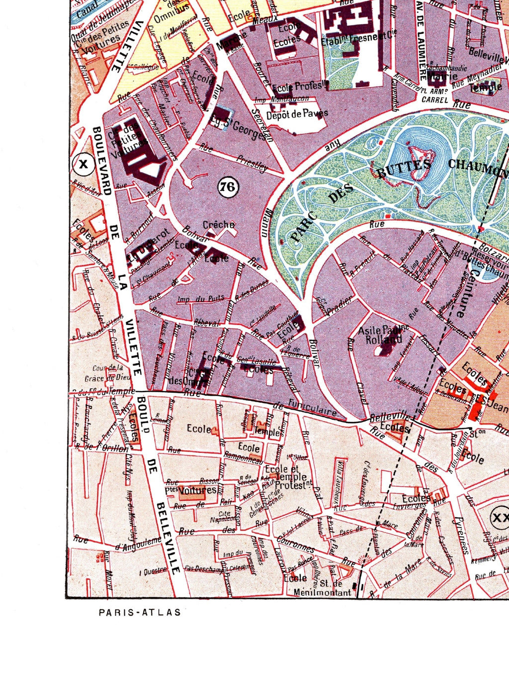 Paris | 1900 | 19. Arrondissement | Vintage Map