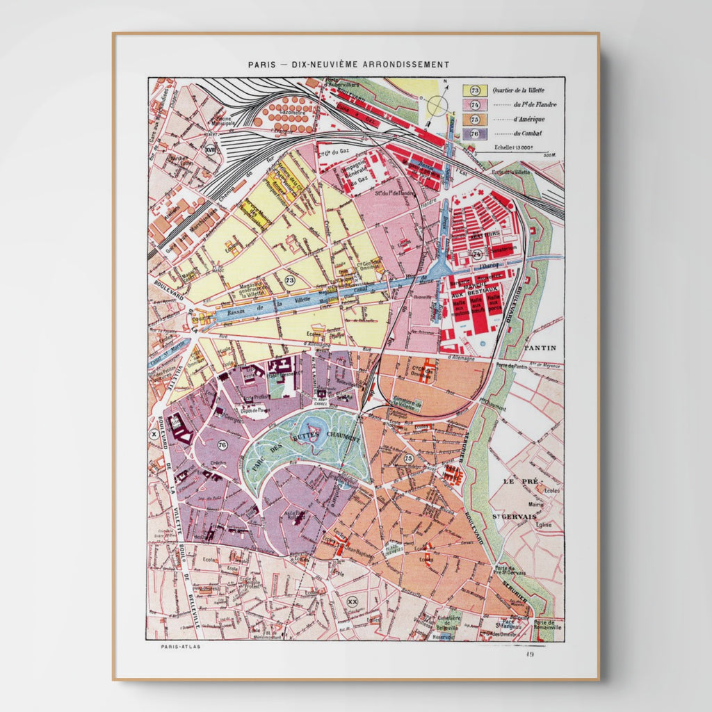 Paris | 1900 | 19. Arrondissement | Vintage Map