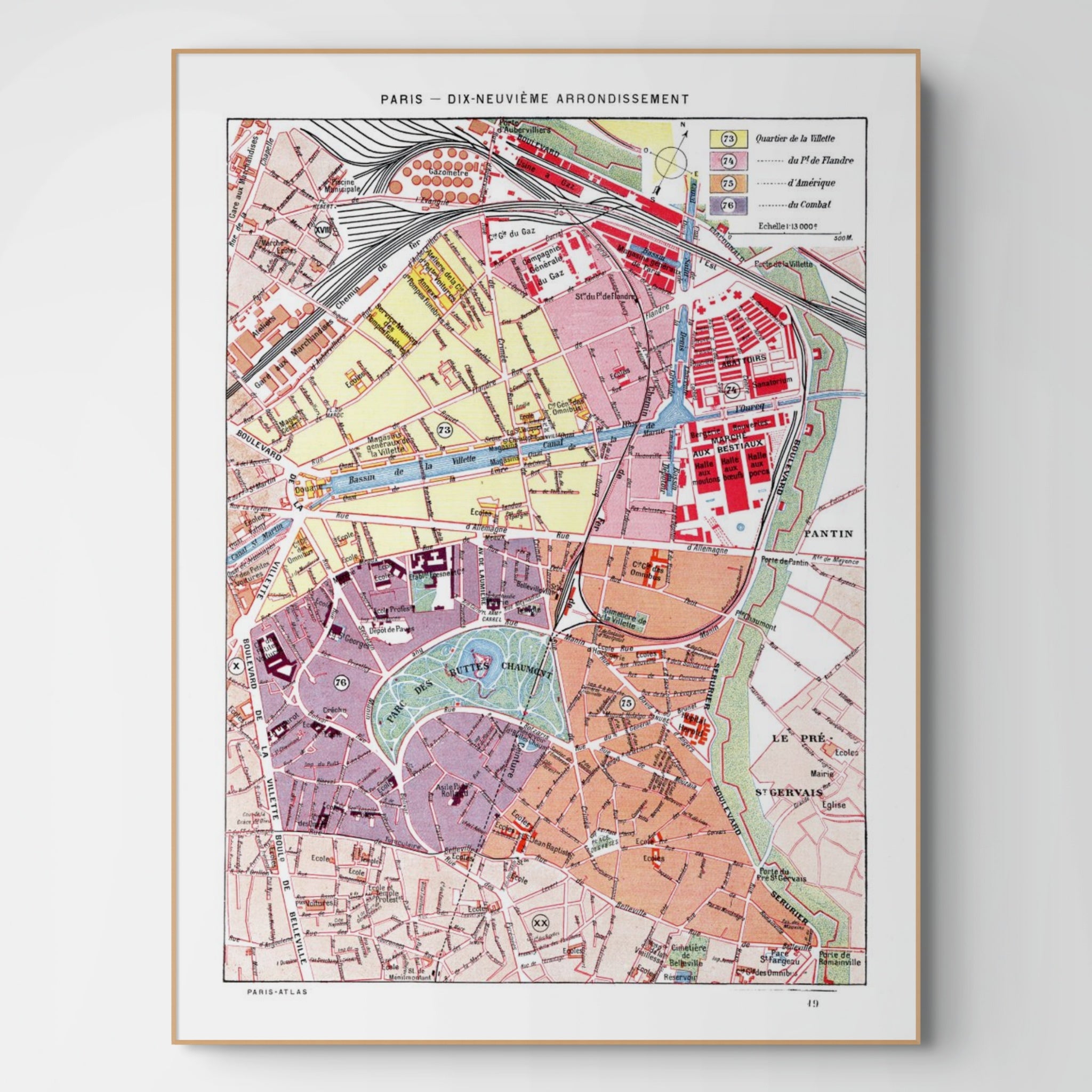 Paris | 1900 | 19. Arrondissement | Vintage Map