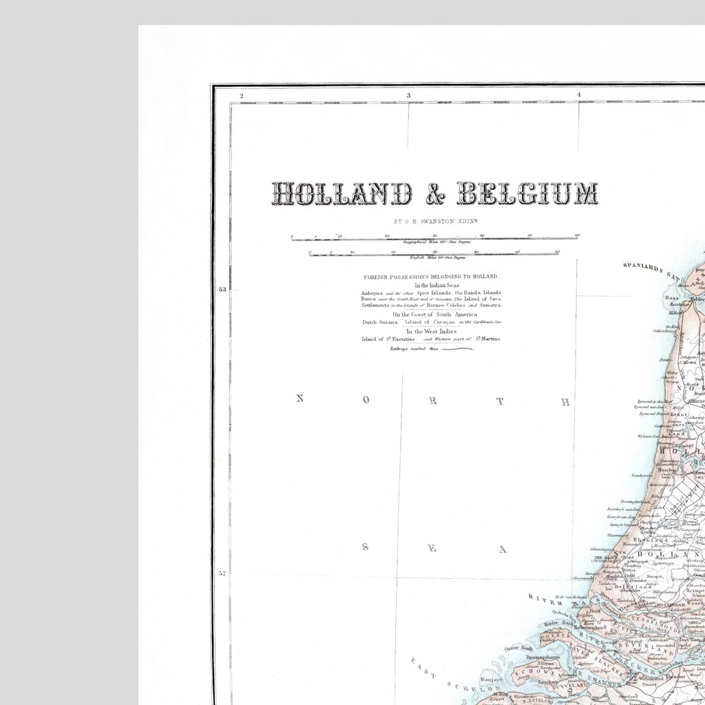 Niederlande | Belgien | Karte von 1872 | Vintage Map