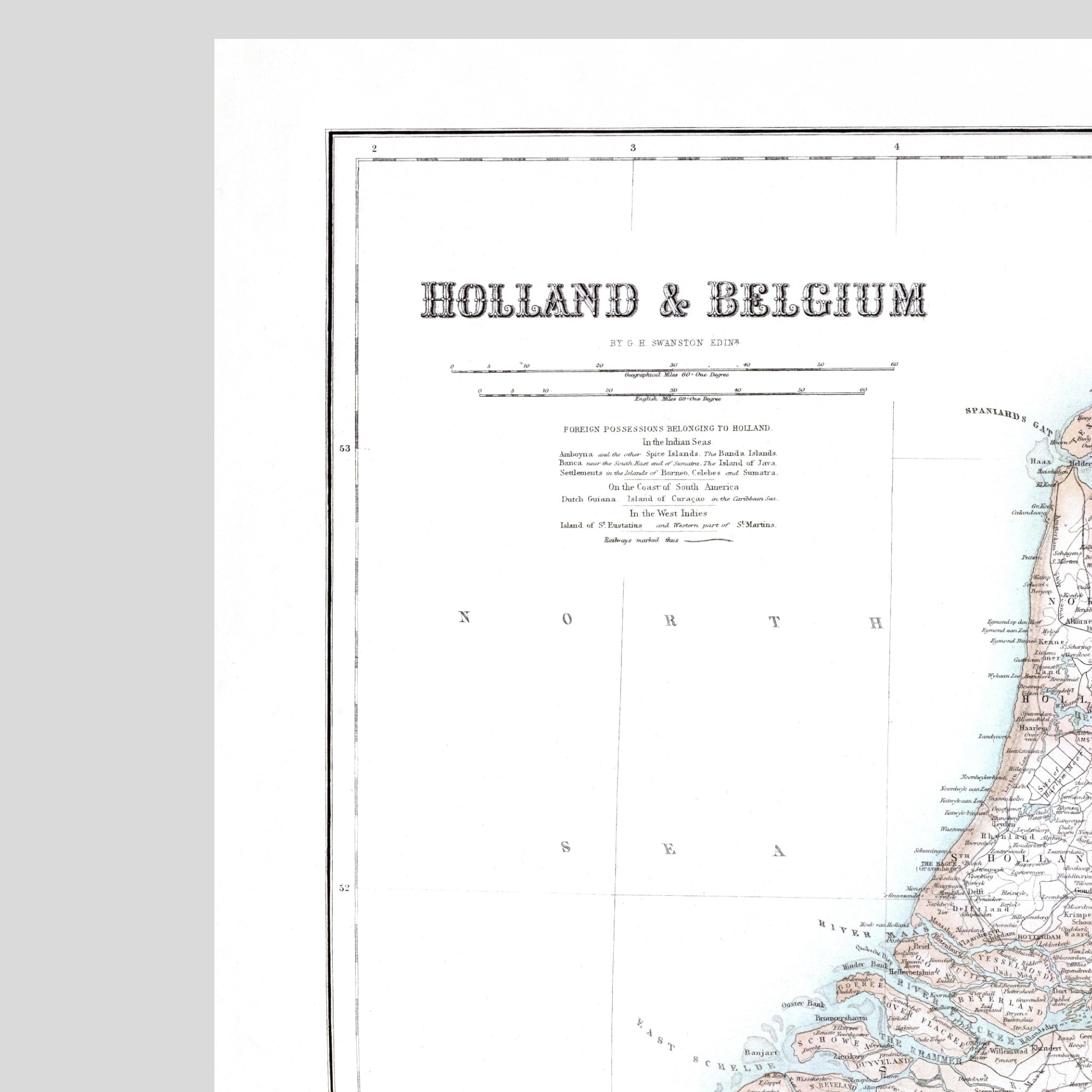 Niederlande | Belgien | Karte von 1872 | Vintage Map