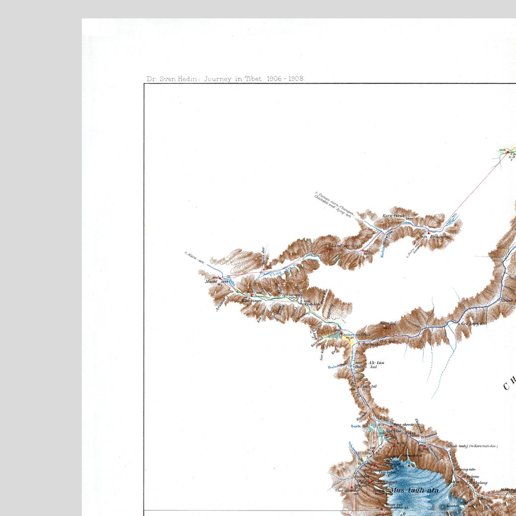 Tibet | Pamir | Historical Map | 1922 | Reproduction | Giclée Print