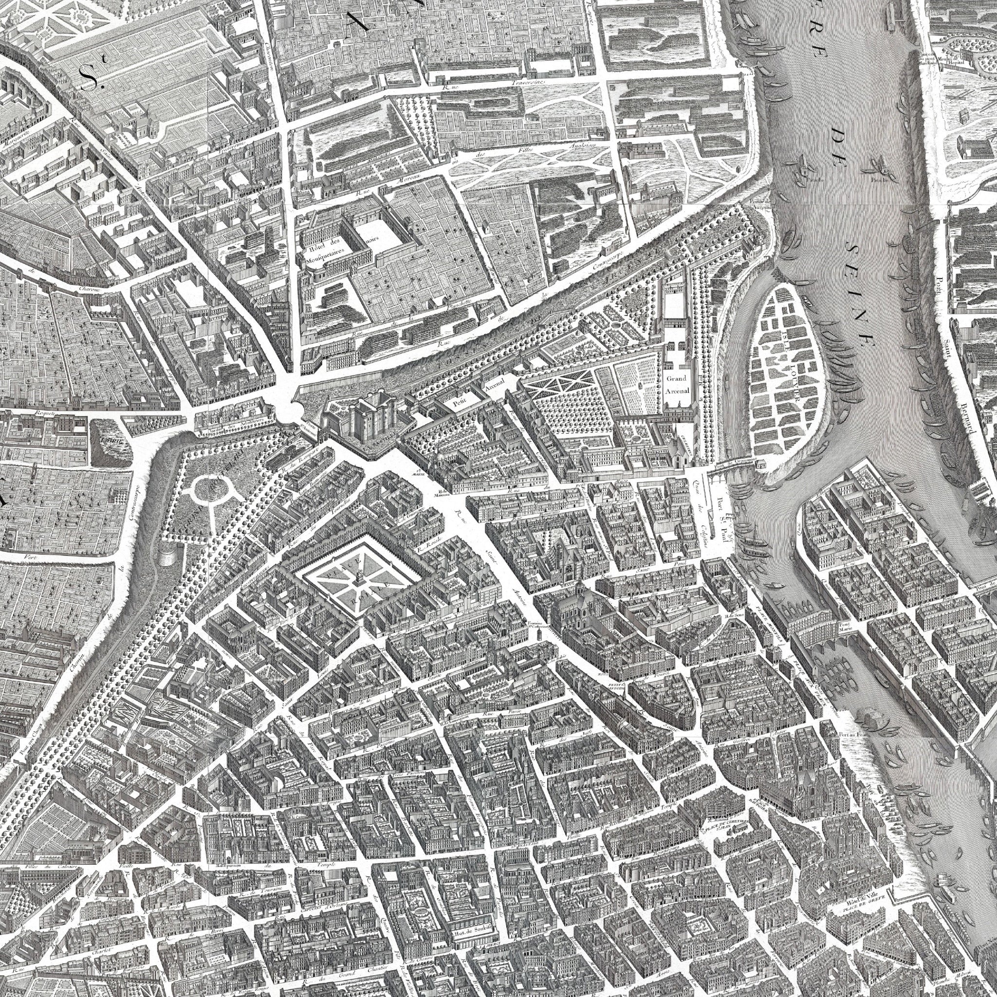 Paris | Historical Map | 1739 | Reproduction | Giclée Print