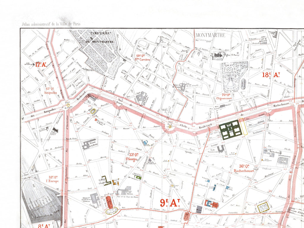 Haussmann | Paris 06 | 9. und 10. Arrondissement | Vintage Map