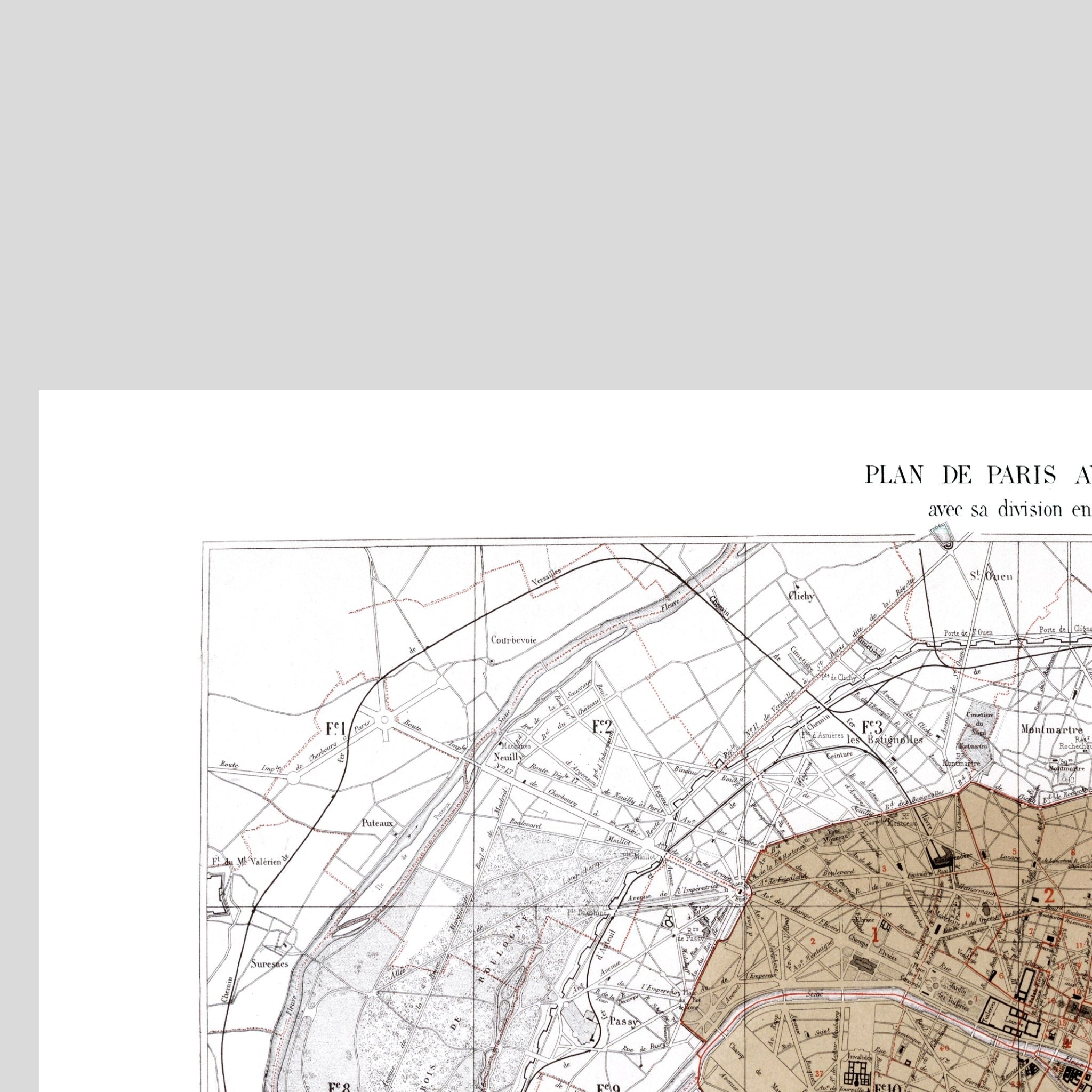 Haussmann | Paris | Paris avant l'annexion | Vintage Map