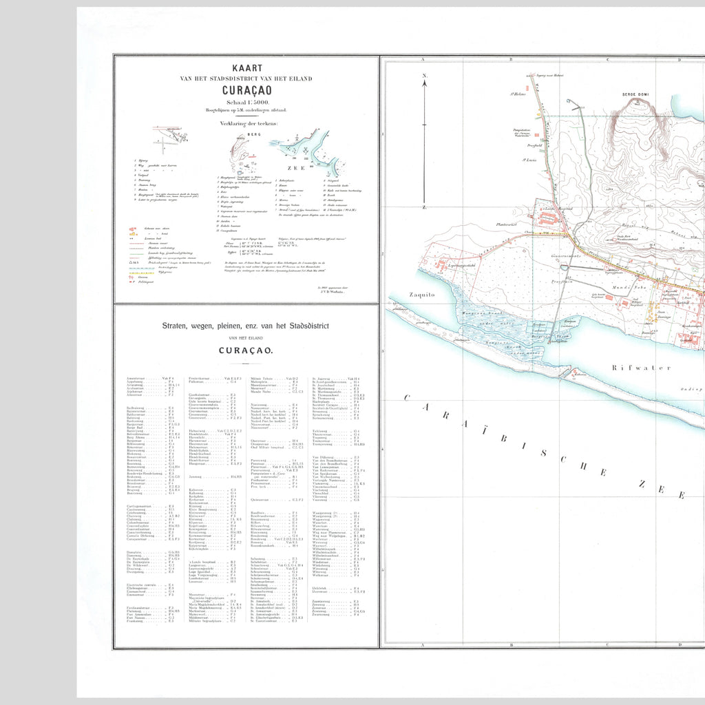 Curacao | Willemstad | Landkarte | 1912 | Giclée-Druck
