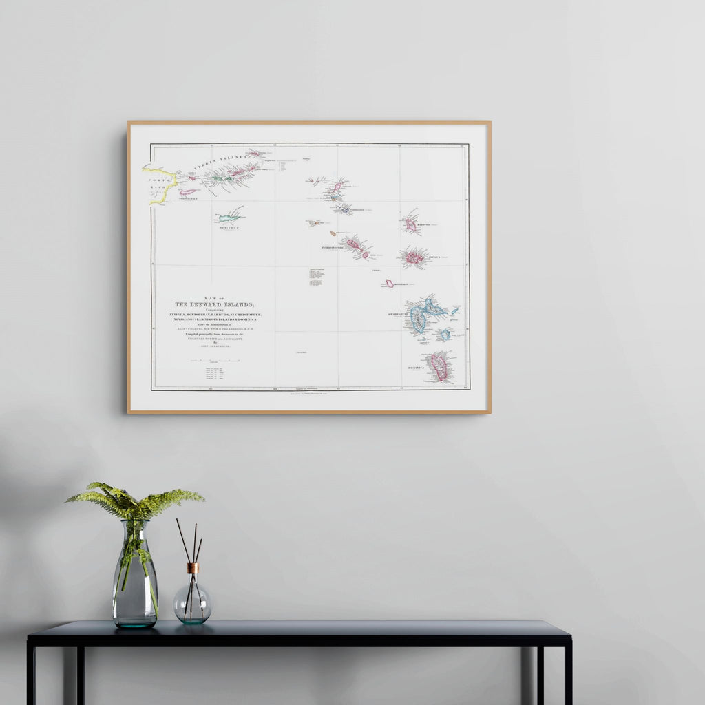 Leeward-Inseln | Karibik | Karte von 1858 | Giclée Druck