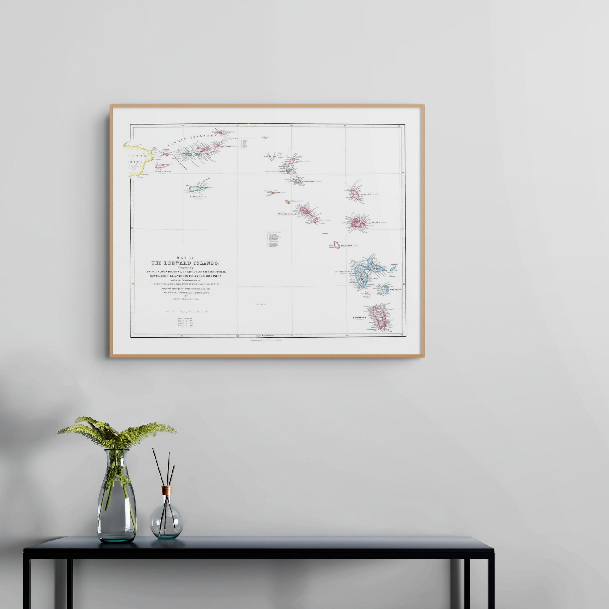 Leeward-Inseln | Karibik | Karte von 1858 | Giclée Druck