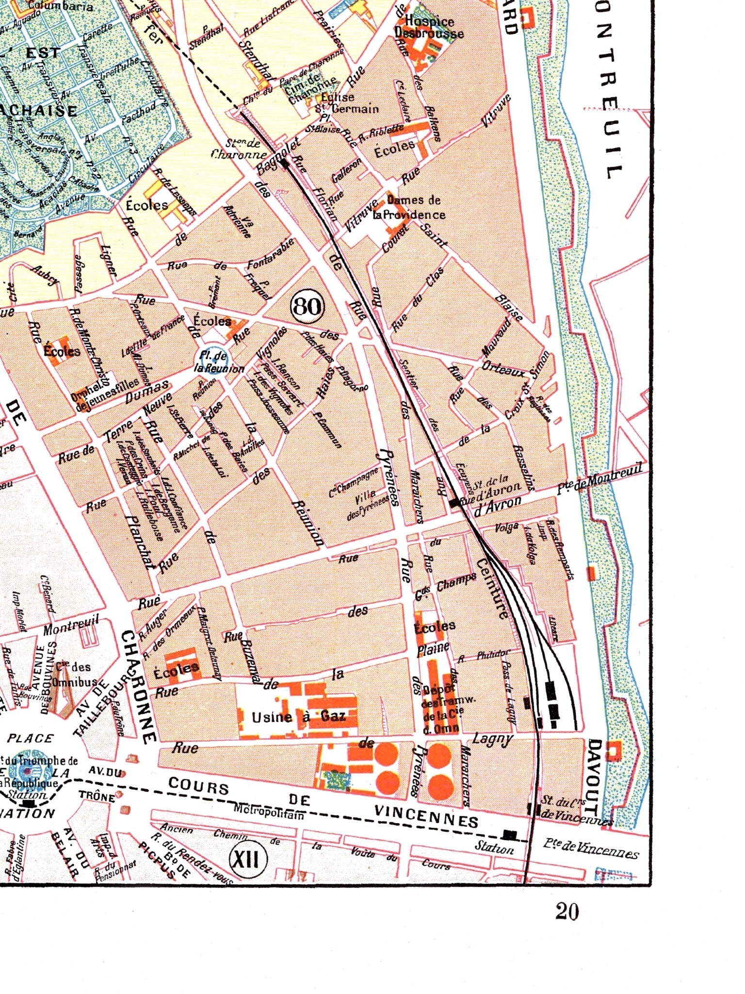 Paris | 1900 | 20. Arrondissement | Vintage Map