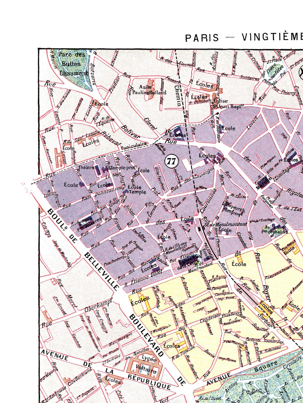 Paris | 1900 | 20. Arrondissement | Vintage Map