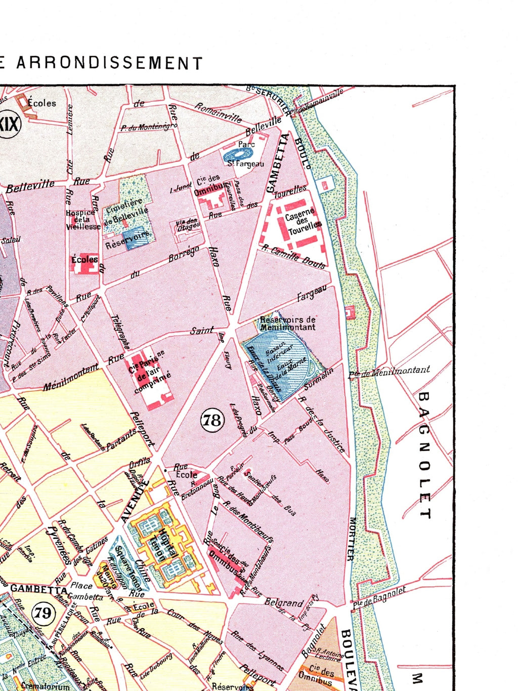 Paris | 1900 | 20. Arrondissement | Vintage Map