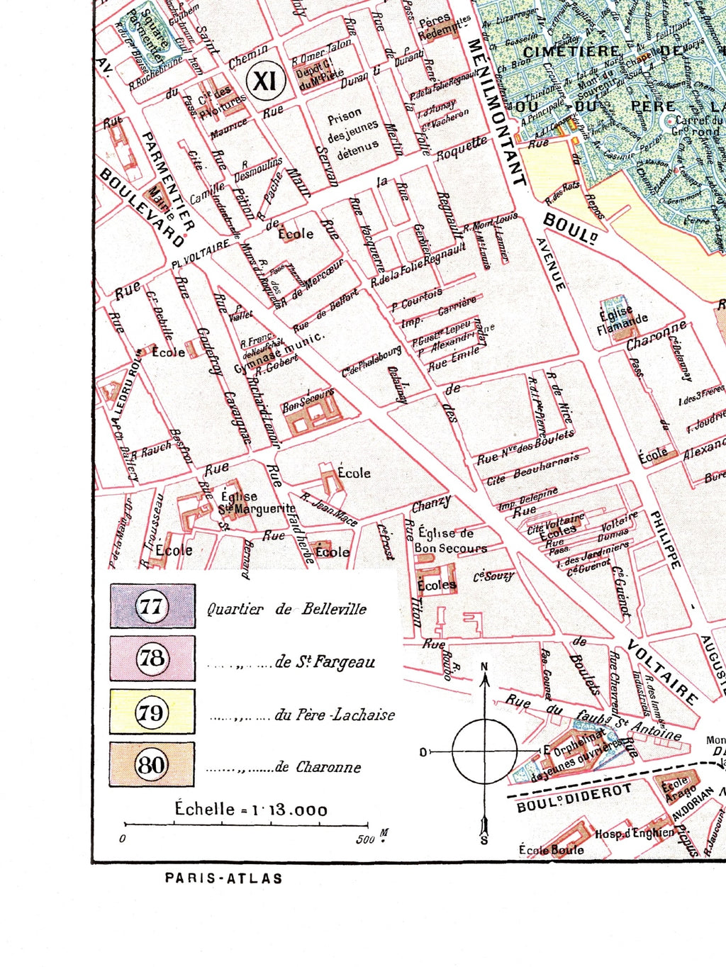 Paris | 1900 | 20. Arrondissement | Vintage Map