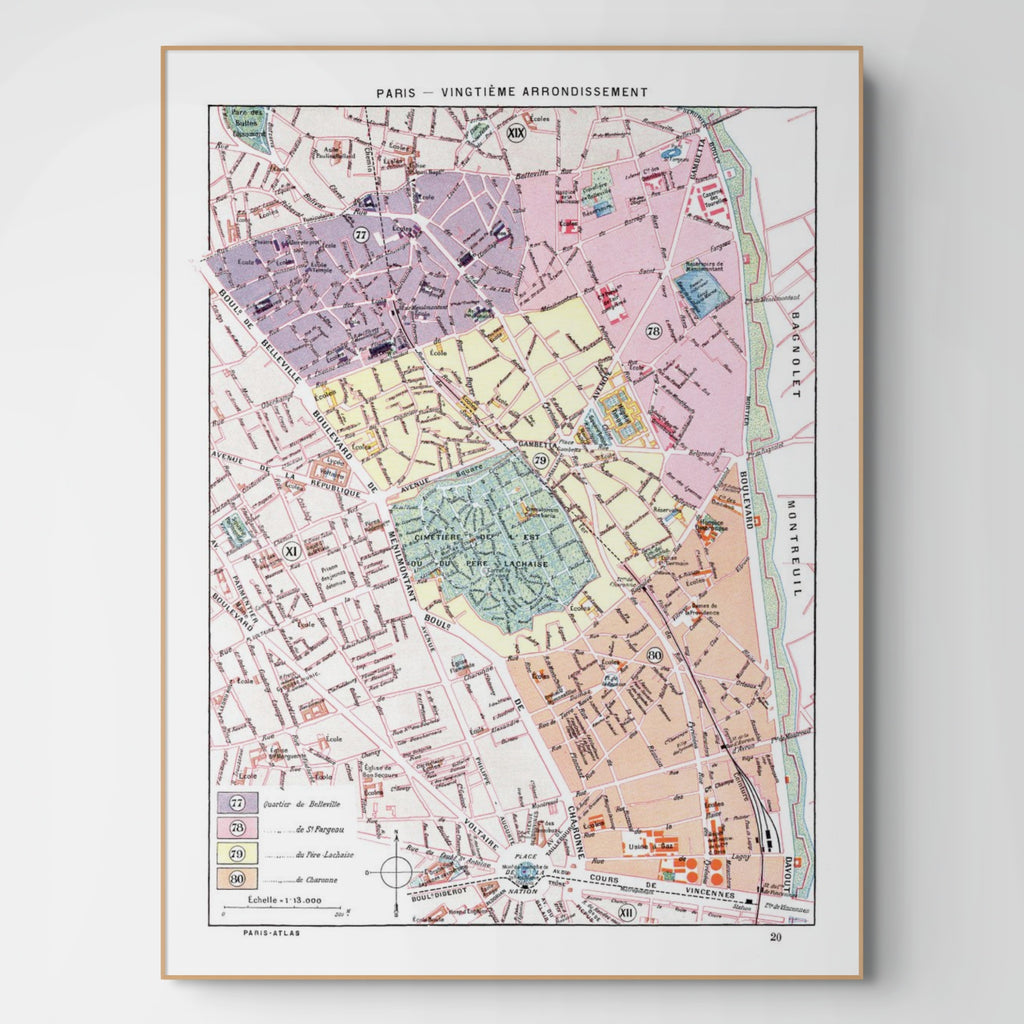 Paris | 1900 | 20. Arrondissement | Vintage Map