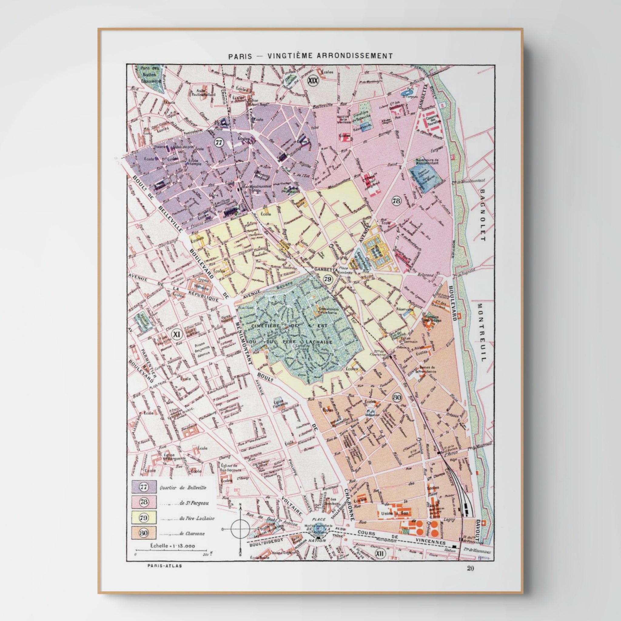 Paris | 1900 | 20. Arrondissement | Vintage Map