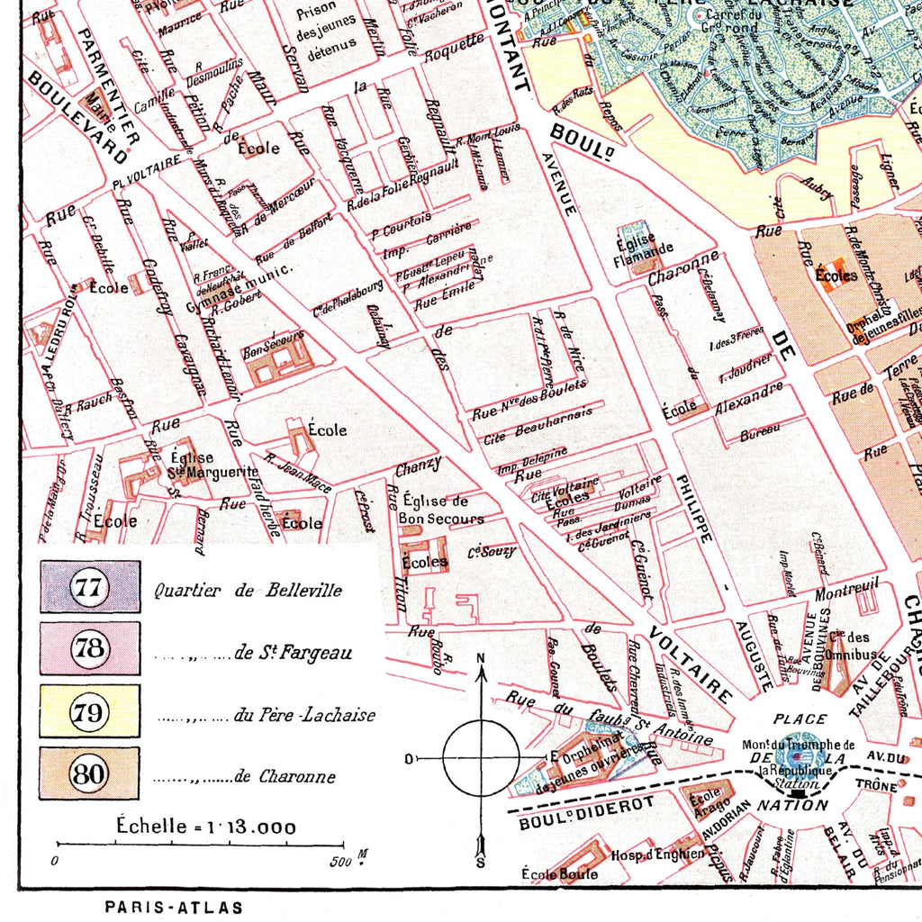 Paris | 1900 | 20. Arrondissement | Vintage Map