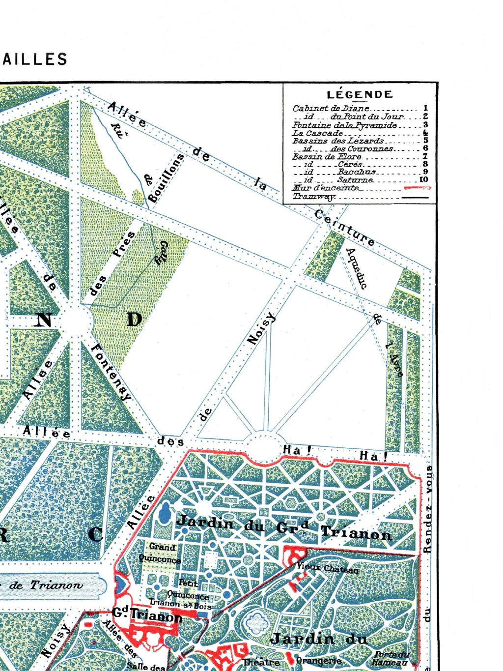 París | 1900 | Versalles | Mapa antiguo