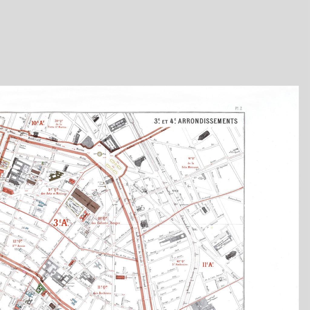 Haussmann | Paris 02 | 3. und 4 Arrondissement | Vintage Map