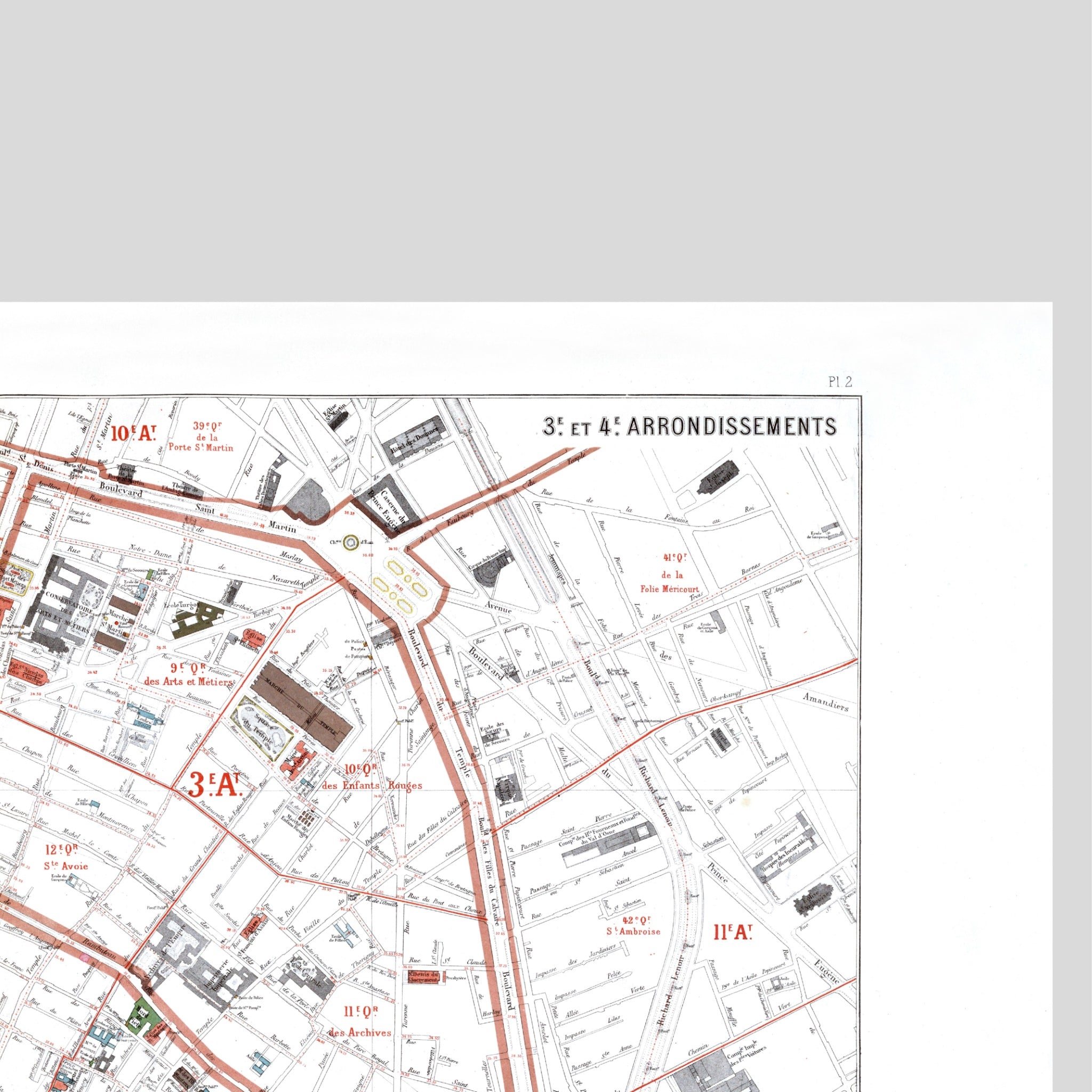 Haussmann | Paris 02 | 3. und 4 Arrondissement | Vintage Map