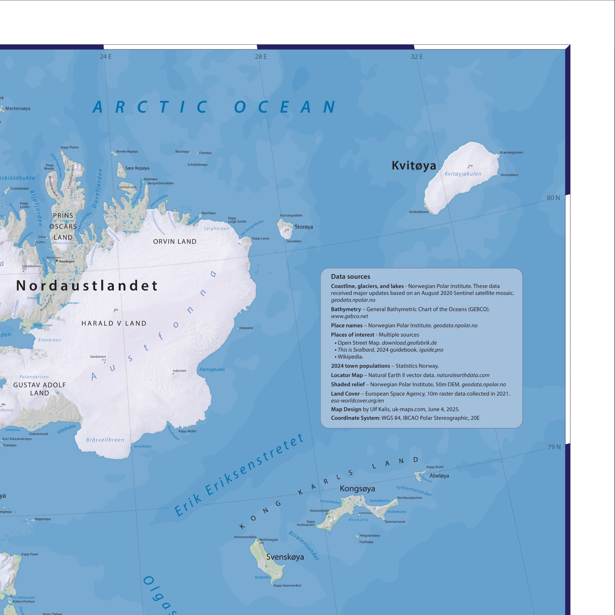 Svalbard Spitsbergen Map Giclée Print