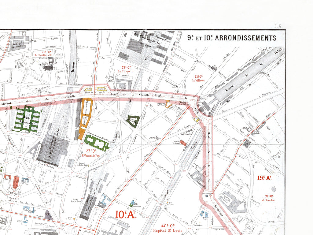 Haussmann | Paris 06 | 9. und 10. Arrondissement | Vintage Map