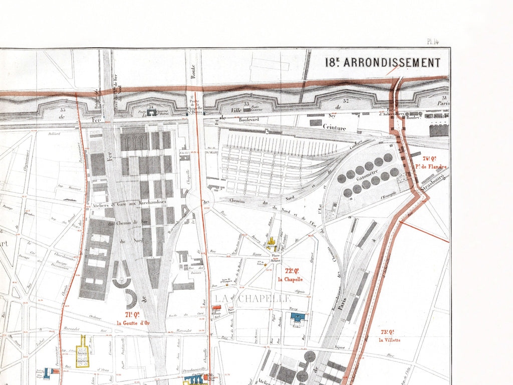 Haussmann | Paris | 18. Arrondissement | Vintage Map
