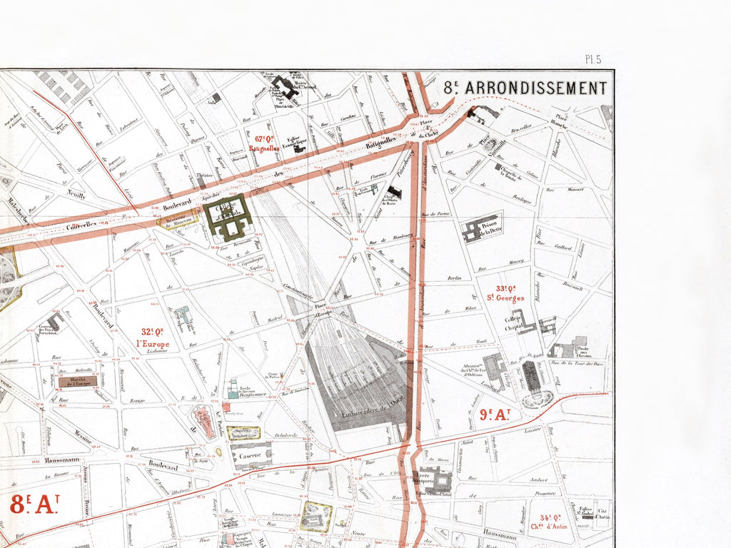Haussmann | Paris 05 | 8. Arrondissement | Vintage Map