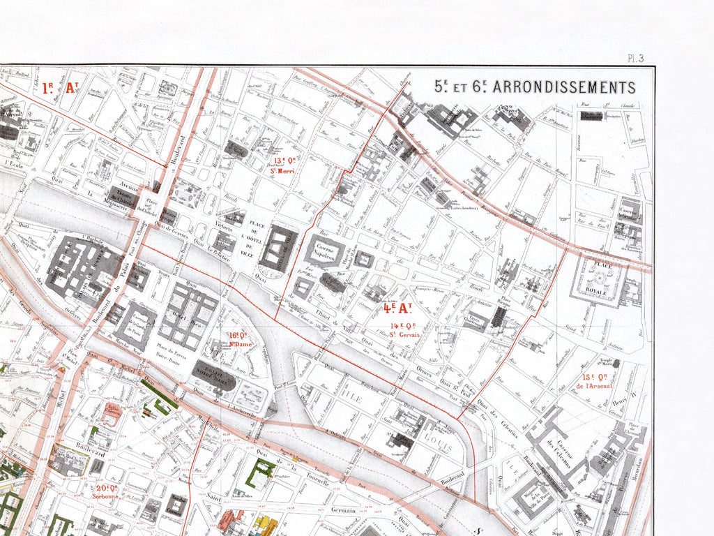 Haussmann | Paris 03 | 5. und 6 Arrondissement | Vintage Map
