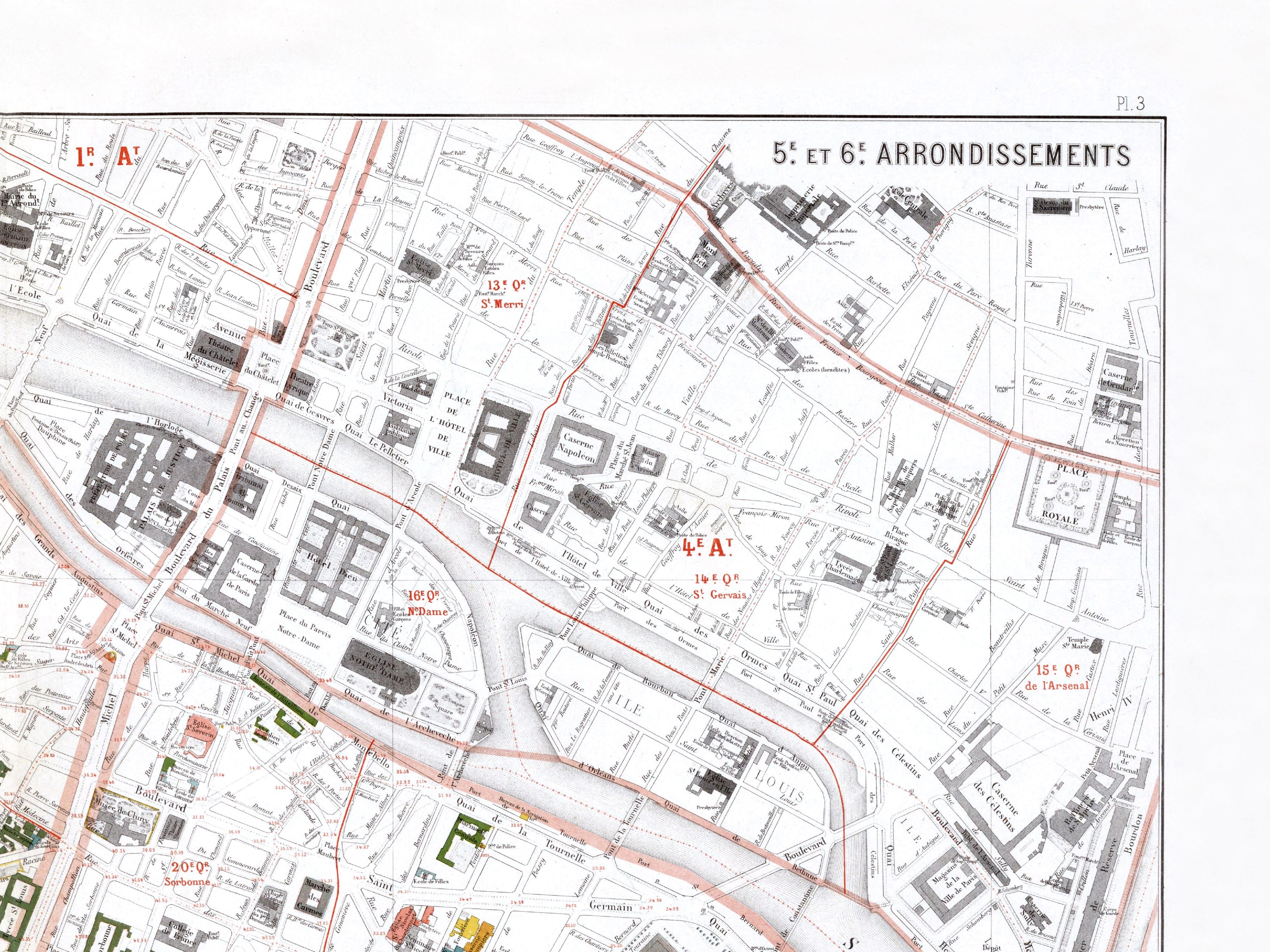 Haussmann | Paris 03 | 5. und 6 Arrondissement | Vintage Map
