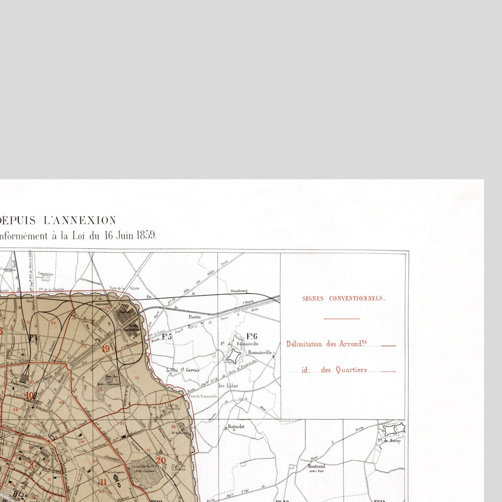 Haussmann | Paris | Paris depuis l'annexion | Vintage Map